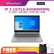 LENOVO IDEAPAD 3 15ITL6 82H800P7MJ/82H800P8MJ LAPTOP (I5-1135G7,8GB,512GB SSD,15.6" FHD,IRIS XE GRAPHICS,WIN10) FREE BACKPACK + PRE-INSTALLED OFFICE H&S 2019