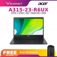 ACER ASPIRE 3 A315-23-R6UX / A315-23-R133 LAPTOP (RYZEN 3 3250U,4GB,256GB SSD,15.6" FHD,RADEON VEGA 3,WIN10) FREE BACKPACK