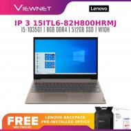 LENOVO IDEAPAD 3 15ITL6 82H800K2MJ/82H800HRMJ LAPTOP (I5-1135G7,8GB,512GB SSD,15.6" FHD,MX350 2GB,WIN10) FREE BACKPACK + PRE-INSTALLED OFFICE H&S 2019